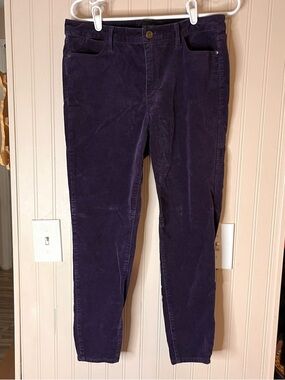 Talbots Pants Women Sz 10 Purple Corduroy Jegging Stretch Slim Fit Casual